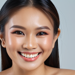 **Close-up portrait of a Thai woman smiling confidently, subtle and personalized makeup enhancing her features, soft studio lighting, showcasing "Personal Color" analysis with vibrant, flattering tones.**